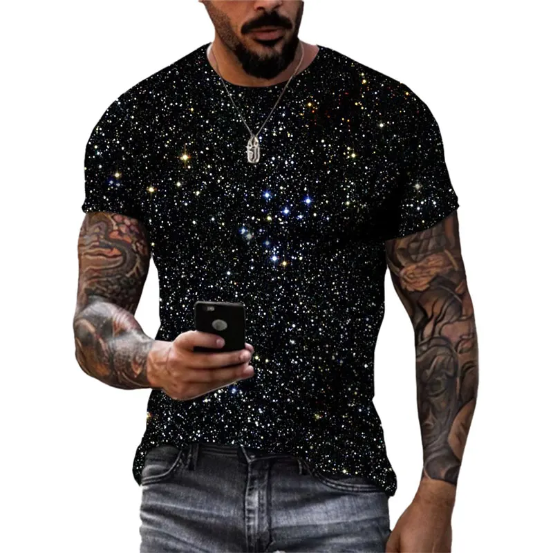 Fashion Unisex Starry Sky graphic t shirts Summer Casual Men 3D Printed streetwear Hip Hop Personality Short Sleeve Tees Tops