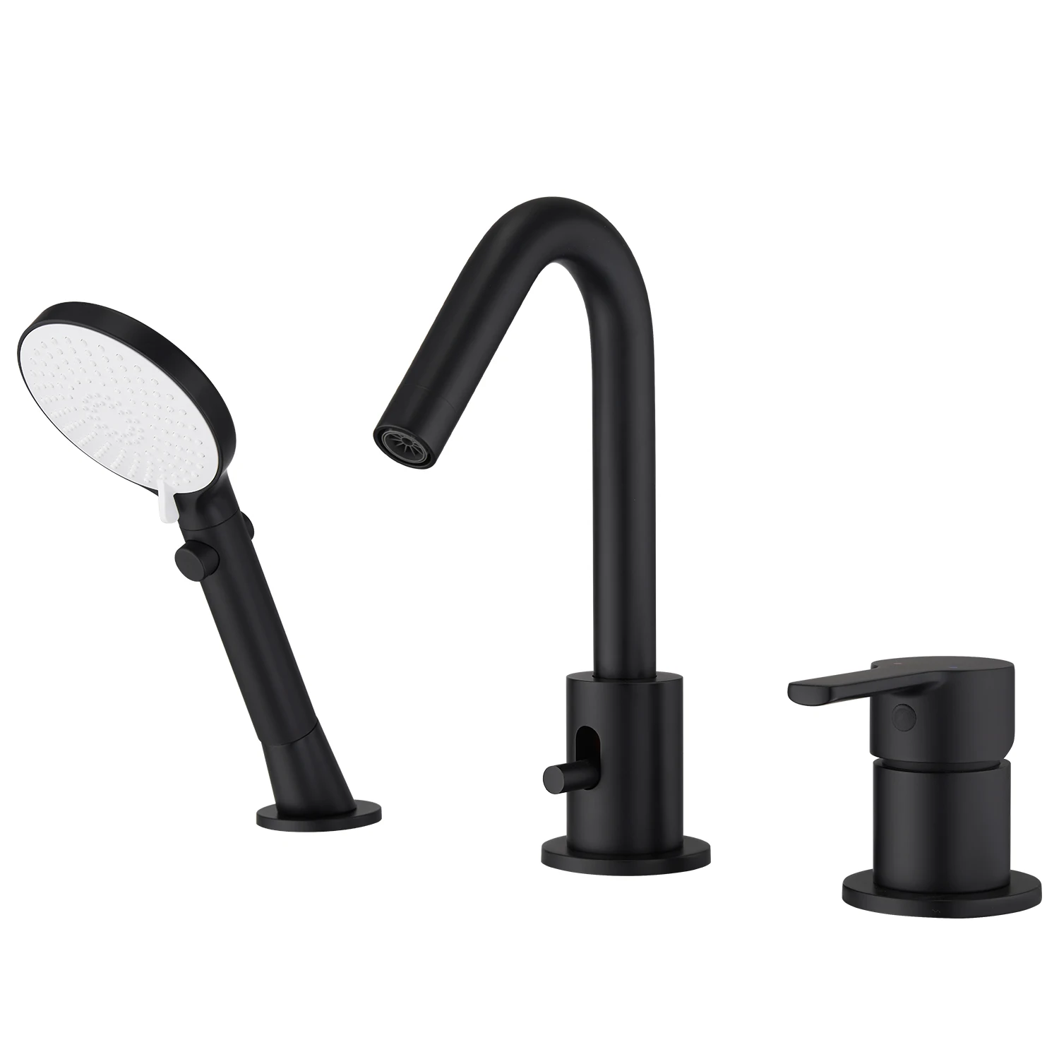 

Matte Black 3 Hole Bathtub Faucet Deck Mounted Tub Tap Bathroom Faucet Tap