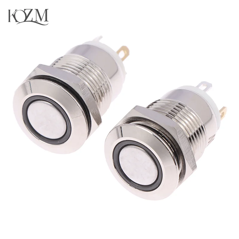 12mm Waterproof Metal Push Button Switch LED Light Momentary Latching Car Engine Power Switch Metal Latching Push Button Switch