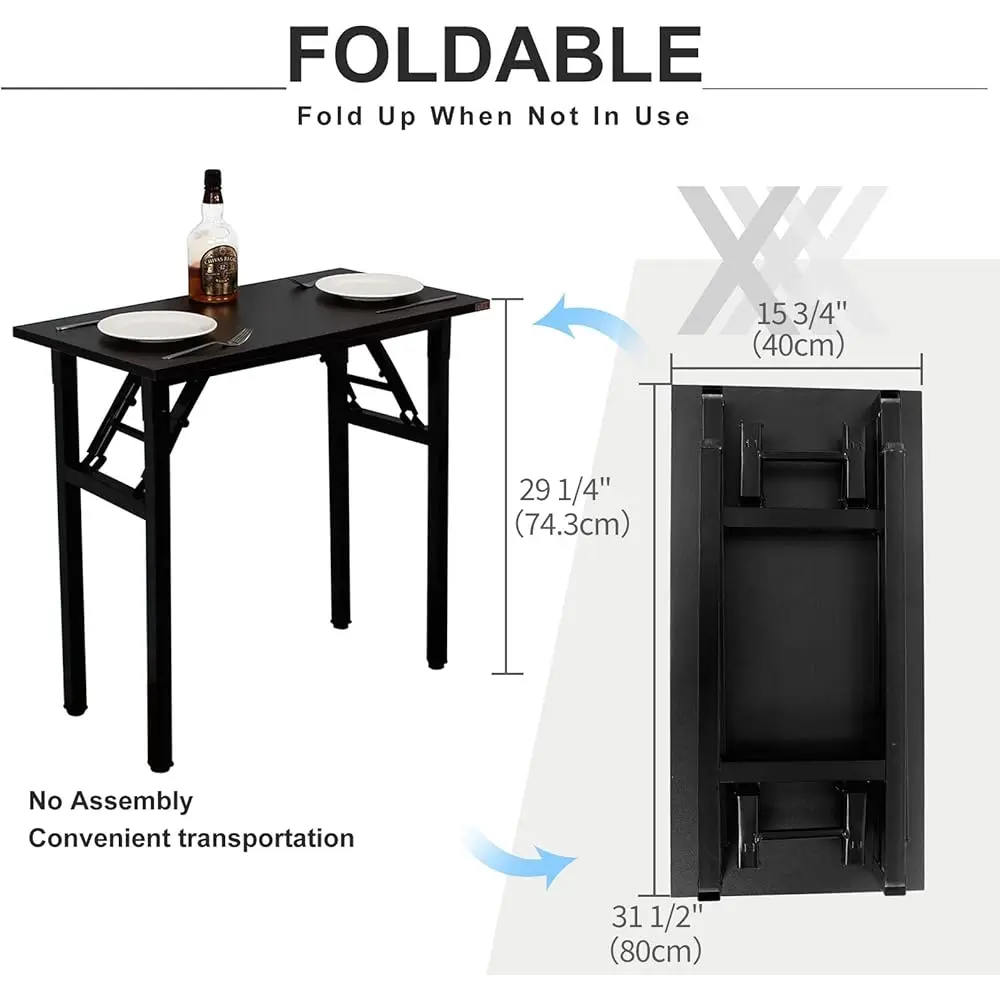 Folding Desk - 31 1/2"" No Assembly Foldable Small Computer Table,Sturdy And Heavy Duty Writing Desk For Small Spaces,