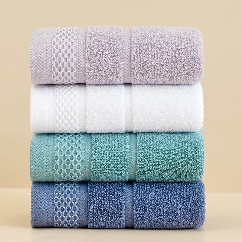 Thickened 100% Cotton Towel Set Increases Water Absorption Adult Bath Towel Solid Color Combed Cotton Thick Towels Face Towel