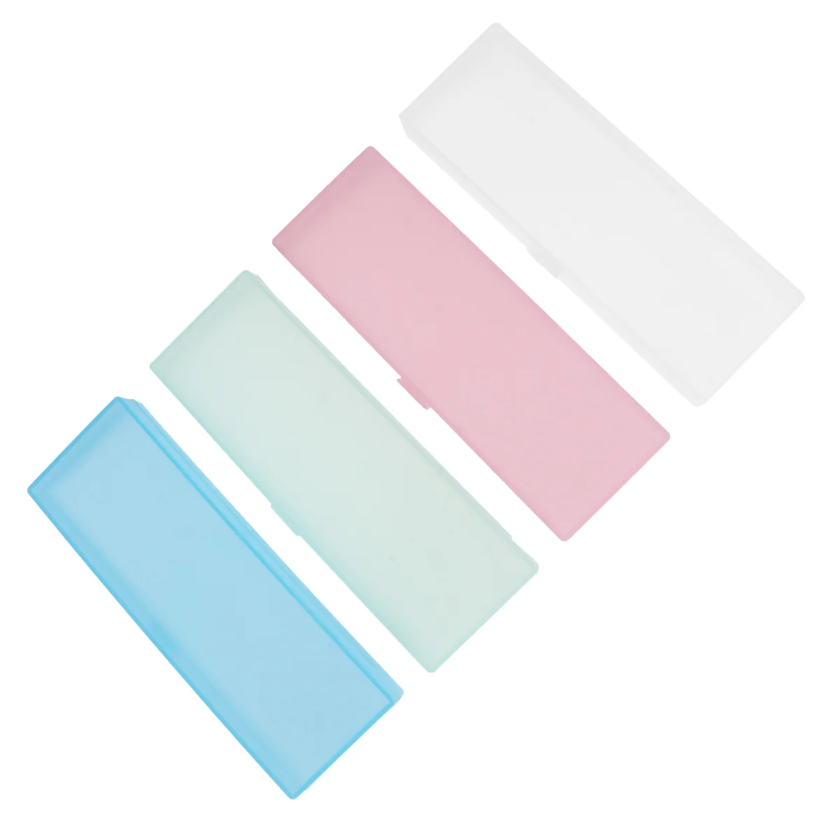 

4Pcs Student Pencil Case Translucent Frosted Pencil Box Medium Size White Pink Blue Green Storage Box Pen Case