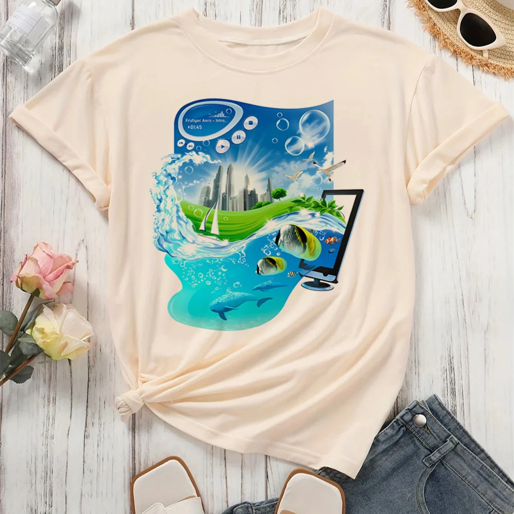 Frutiger Aero tshirt female aesthetic Pop Culture Comfortable Retro Punk Grunge t shirt Y2k streetwear 80s Retro Digital