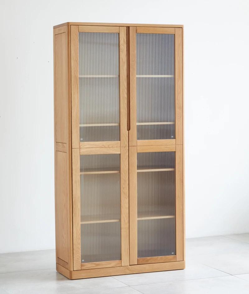 

Simple Modern Solid OAK Wood Study Room Furniture Glass Doors Bookshelf Bookcase Book Cabinet