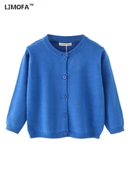 LJMOFA 1-6T Kid Solid Color Classics Knitwear Soft Comfortable Warm Sweaters for Boy Girl in Air Conditioner Room Cardigan D136