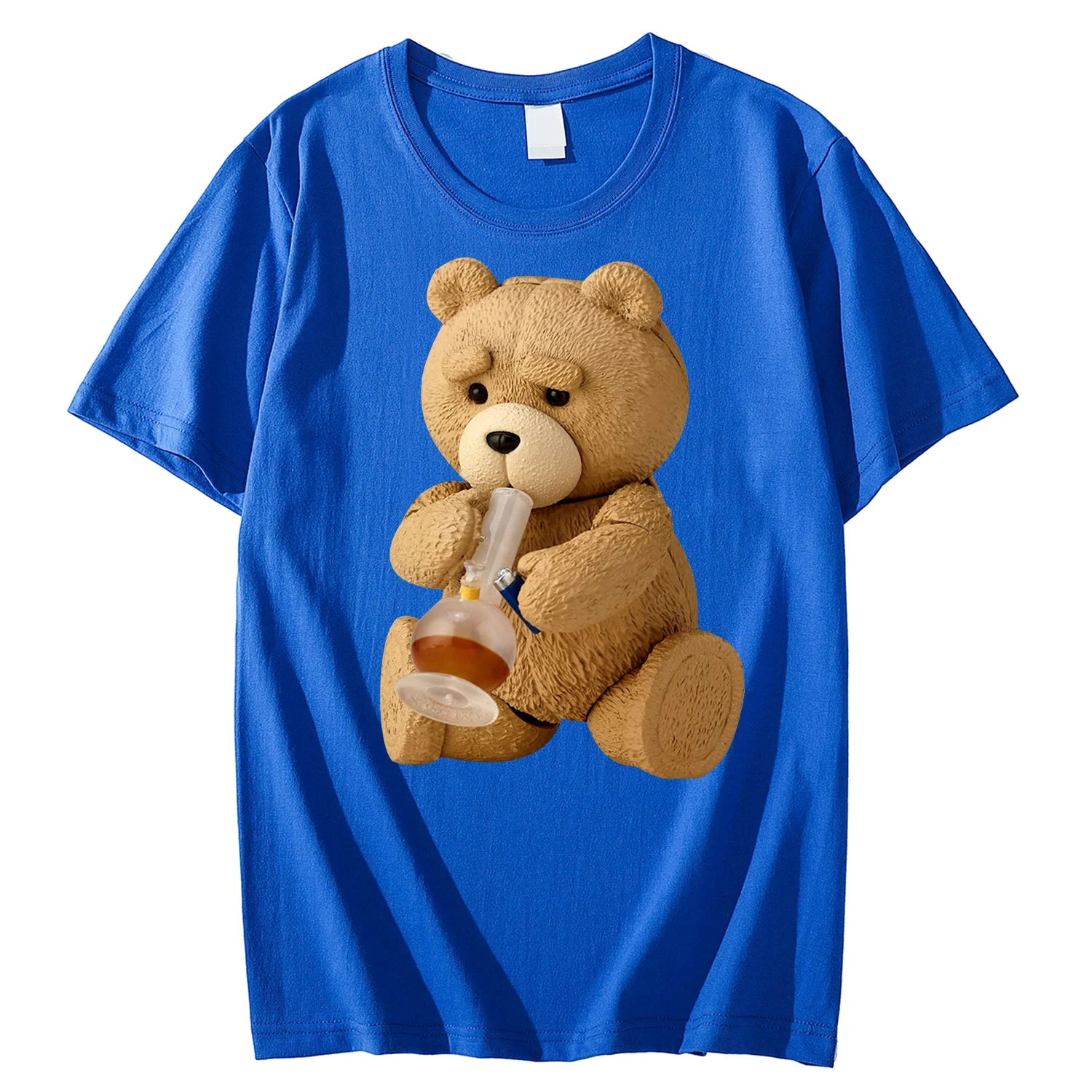 New Men's Print Cute Teddy Bear Drinking Beer Poster T-Shirt Summer Short Sleeve Top Cotton T-Shirt Cool T-Shirt Top 63591