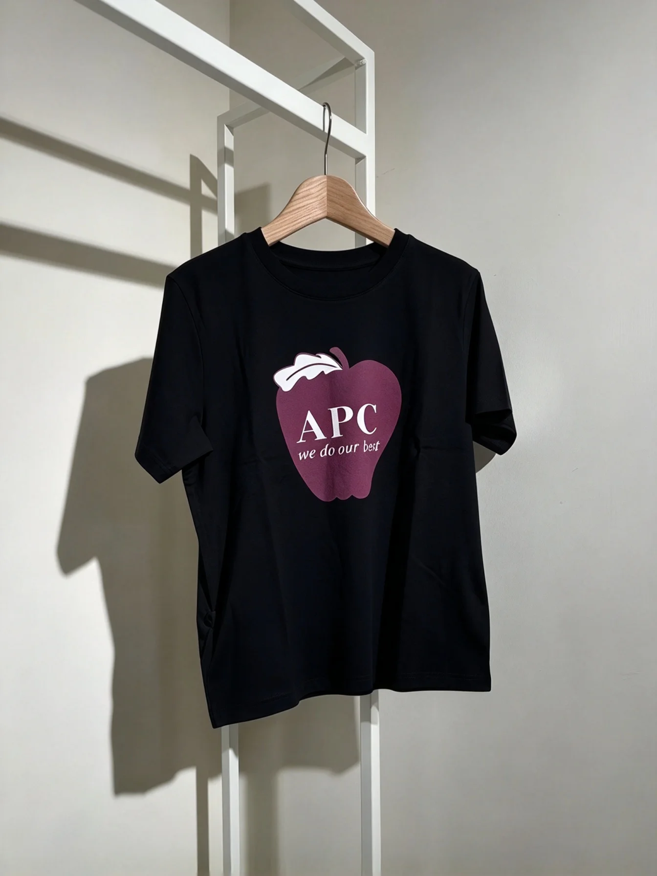 2026 Minimalist Fruit Art T-shirt, Retro Purple Apple With Leaf Graphic Simple Fresh Daily Casual Oversized Tee Men Women