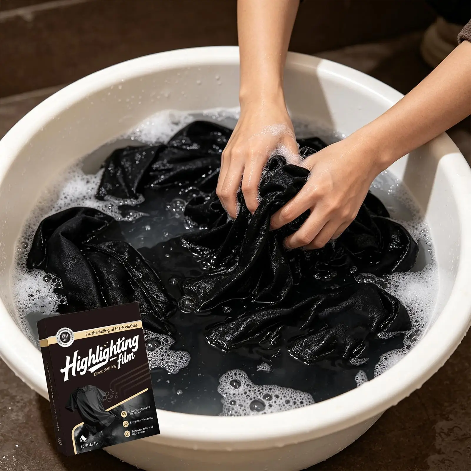 Clothes Black Enhanced Tablets Laundry Blackening Dyeing Tablets Clothes Color Protection Sheets for Washing Machine Cleaning