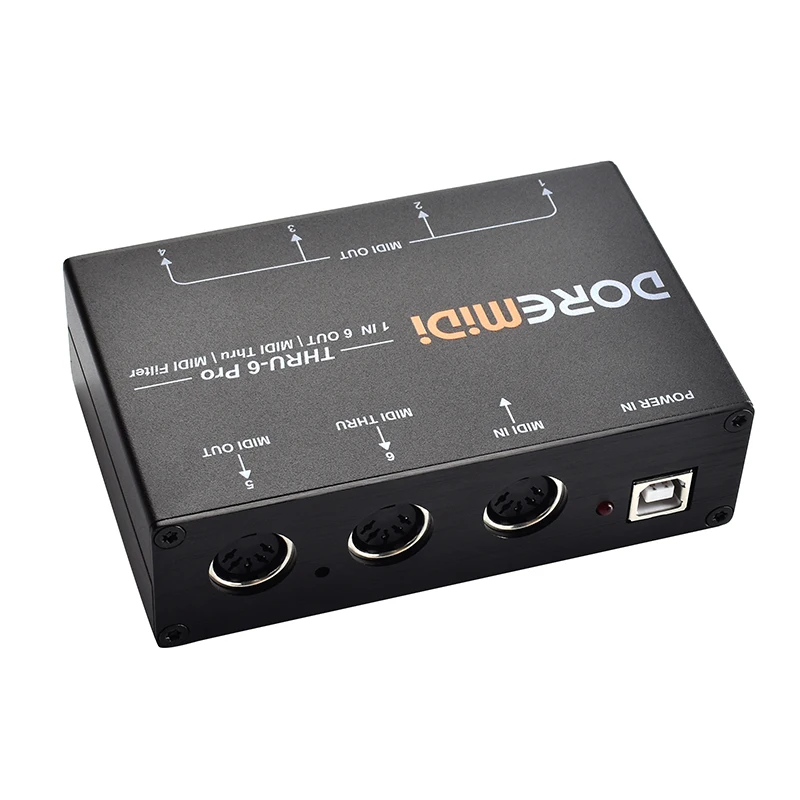 DOREMiDi MIDI THRU-6 Pro Box MIDI Splitter + Filter Be Used To Convert 1 MIDI Input Into 6 MIDI Outputs + USB MIDI Output