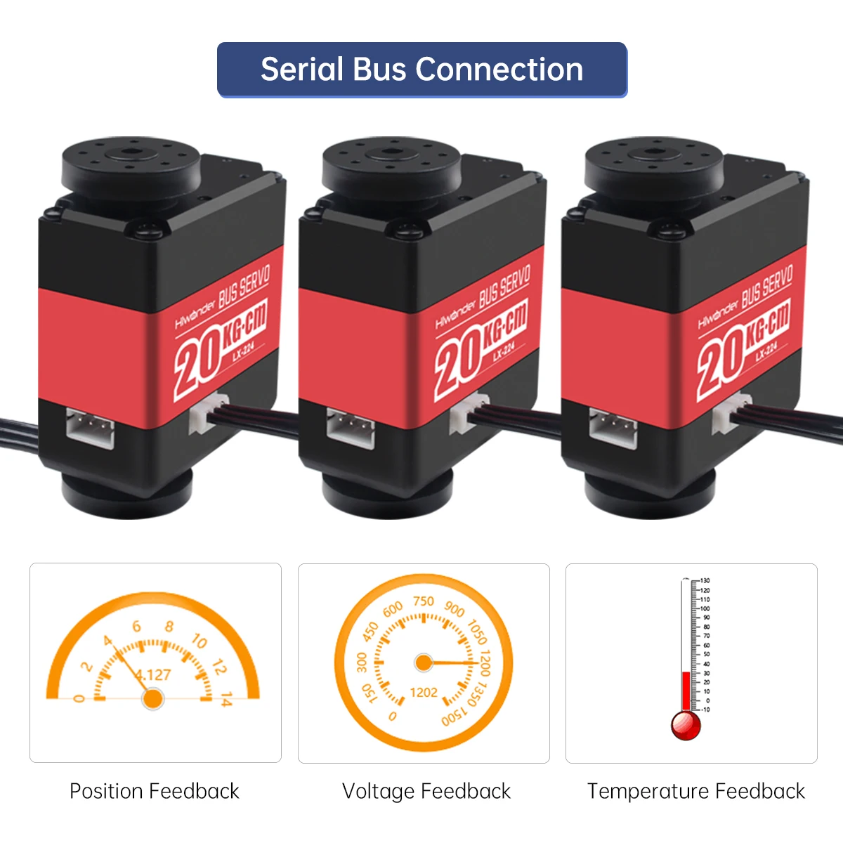 Hiwonder LX-224 Serial Bus Servo with Three Connectors 20KG Large Torque