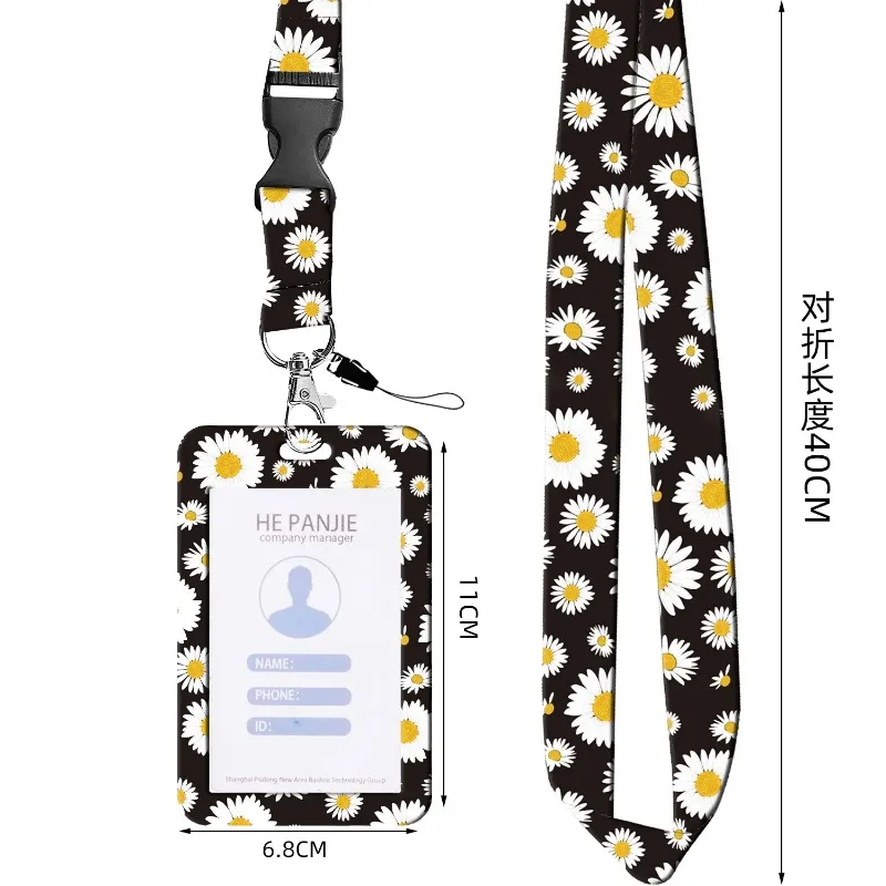 Imagem -06 - Flower id Credit Bank Holder For Ladies And Girls Lanyard Case para Estudantes Tampa do Cartão para Ônibus Criança Porta de Visita Identity Badge Cards