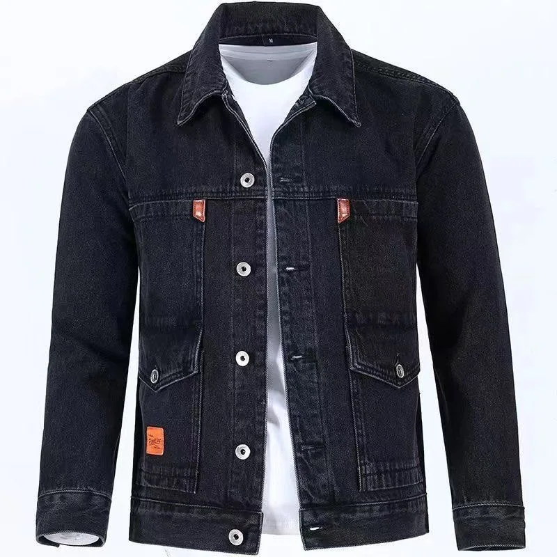 2023 frühling und Herbst Neue Mode-Trend Einfarbig Denim Jacke männer Casual Lose Komfortable Große Größe Hohe Qualität mantel