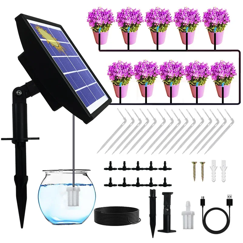 Original brand newSolar Auto Irrigation System Irrigation Kit Indoor Outdoor Automatic Self Watering System for Plants in Green