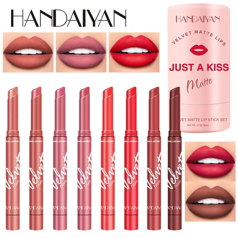 HANDAIYAN 8 Colors Lipstick Set Velvet Matte Lipstick Waterproof Long-Lasting for Makeup Lip Gloss Lip Stick Beauty Cosmetics