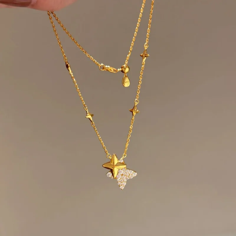 Xiaohongshu شعبية الذهبي رباعي نجمة أقراط الإناث الحلو النمط الأدبي ضوء الفاخرة لطيف رومانسية مزاجه أنيقة #4