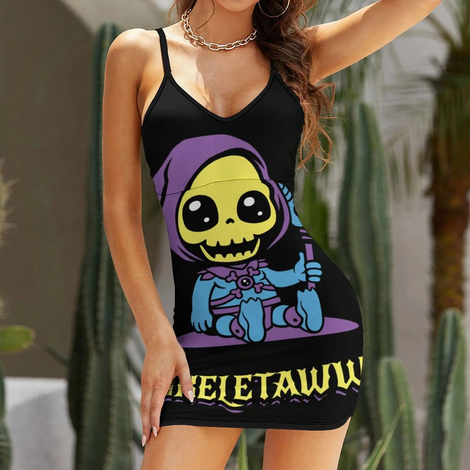 Cute Skeletor Skeletaww Essential For S Women's Sling Dress Unique Exotic  Woman's Gown Humor Graphic  Clubs Dresses