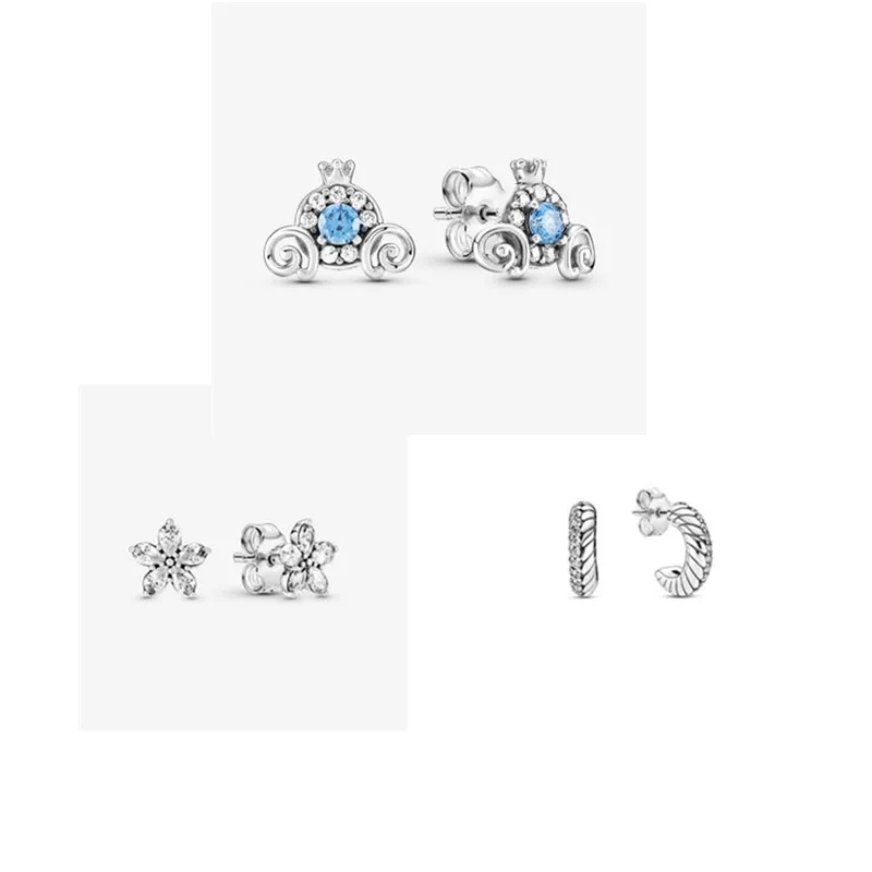 

Sparkling Snowflake Pan Earrings for Women 925 Sterling Silver Ear rings Fashion Jewelry Clear CZ Earring