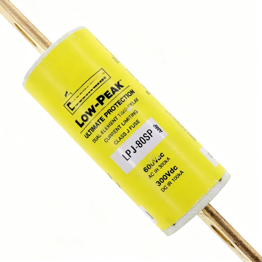 LPJ80SP 80A 600VAC 300VDC Class J Time Delay Fuse, Dual-Element Current Limiting Low-Peak Industrial Circuit Protection