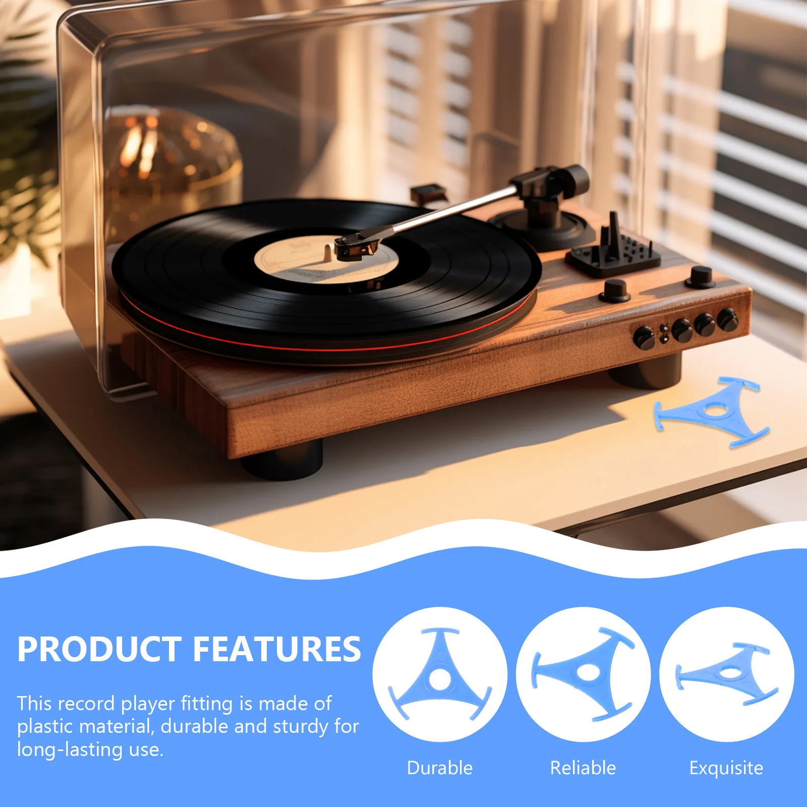 Plastic Triangle Record Adapter for Turntable Vinyl Player Wide Compatibility Circular Triangle Records Improved Sound Quality