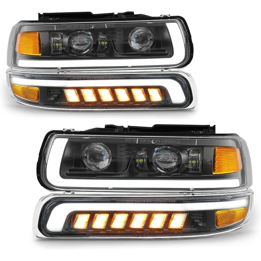 

LED Headlights Assembly Headlamps Replacement Compatible with 1999-2002 Chevy Silverado 2000-2006 Chevy Suburban 00-06 Tahoe DRL