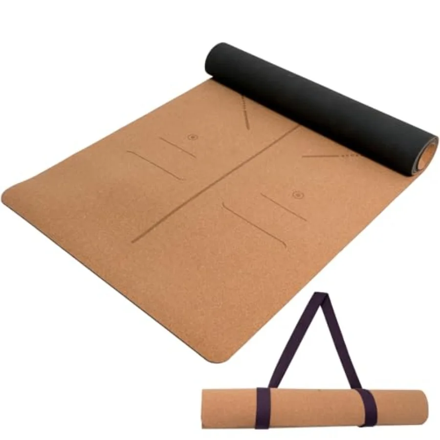 

Cork Yoga Mat Non-Slip Resists Sweat and Odors Exercise Mat with Carrying Strap for Hot Yoga Pilates Floor and Fitness Workouts