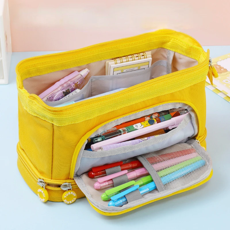 Large Capacity Pencil Case Boat Type Opening Pencil Bag Multi-functional Stationery Storage Bag for Students Pen Pouch