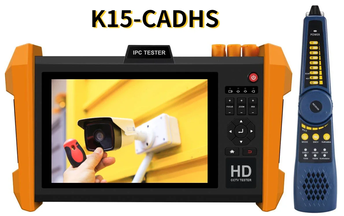 

8K H.265 IP Camera tester 8MP AHD CVI TVI SDI CVBS Test VGA&HDMI Input K15-CADHS CCTV Tester 7''Screen Built-in 7800mAh battery