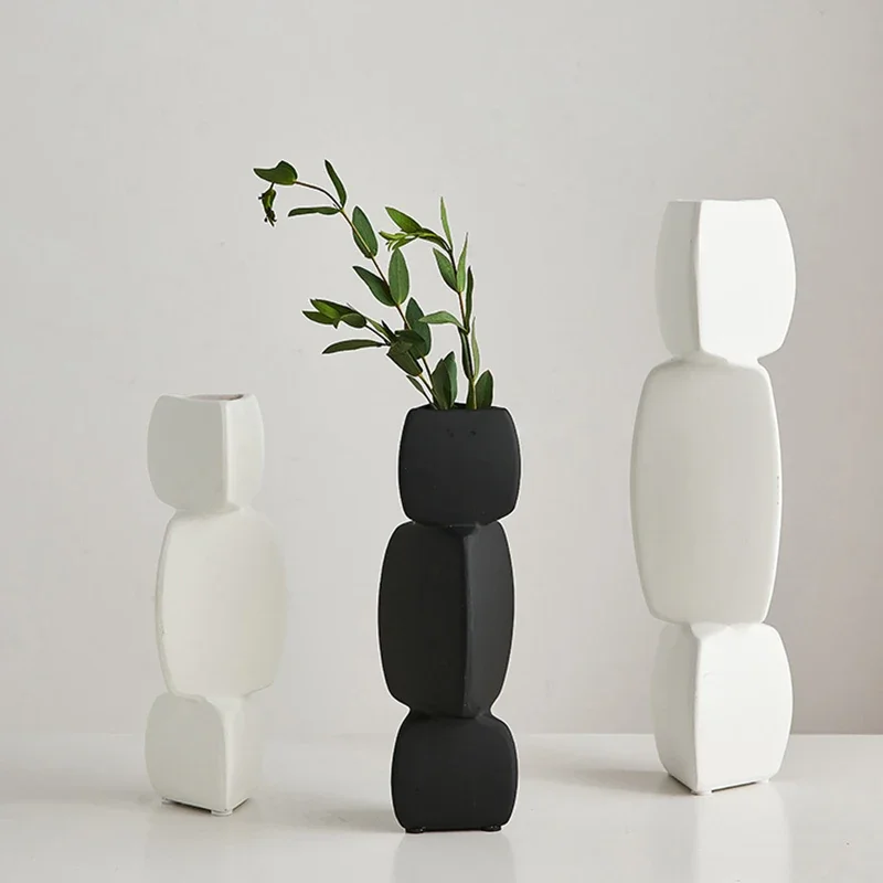 Modern minimalist vase decoration home Flower Arrangement Living Room Flowerpot Nordic decor black Art Ornaments