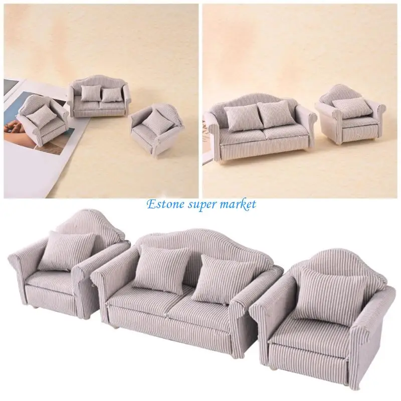 

090B Realistic Miniature Sofa Furniture for 1/12 Dollhouses Display Furnishing Decors