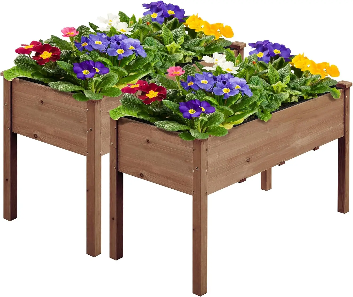 

48x24x30in Wood Raised Garden Bed Planter Box with Legs 2 Pack for Plants