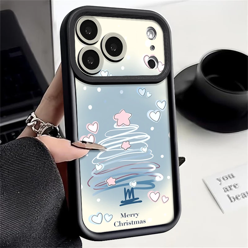 Blaue Weihnachtsbaum-Handyhülle für iPhone 17, 16, 15, 14, 13, 12 Pro Max, 16, 17 Pro 11, 16e 17, luftstoßfeste, weiche TPU-Silikonhülle