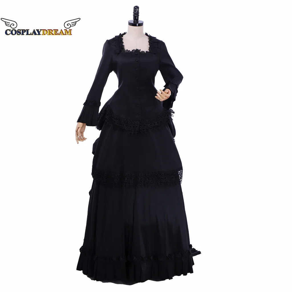 

Victoria British Royal Noble Princess Black Tail Long Dress Medieval Clothing Women's Retro Dress Party Dress Adult Custom