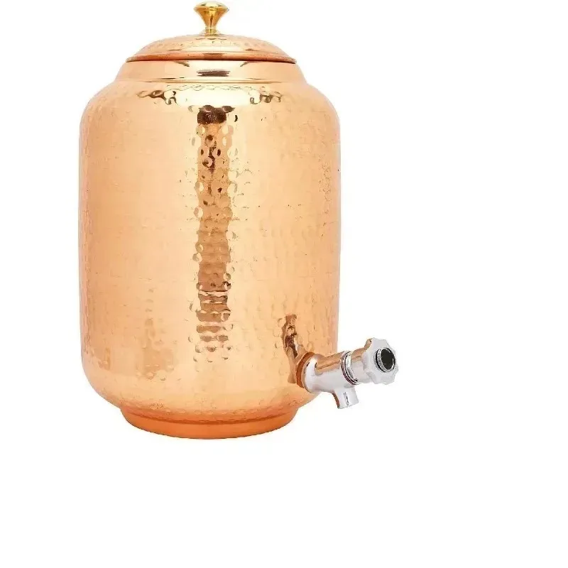 Pure copper water dispenser container pot  - 6.5 liters (brown)