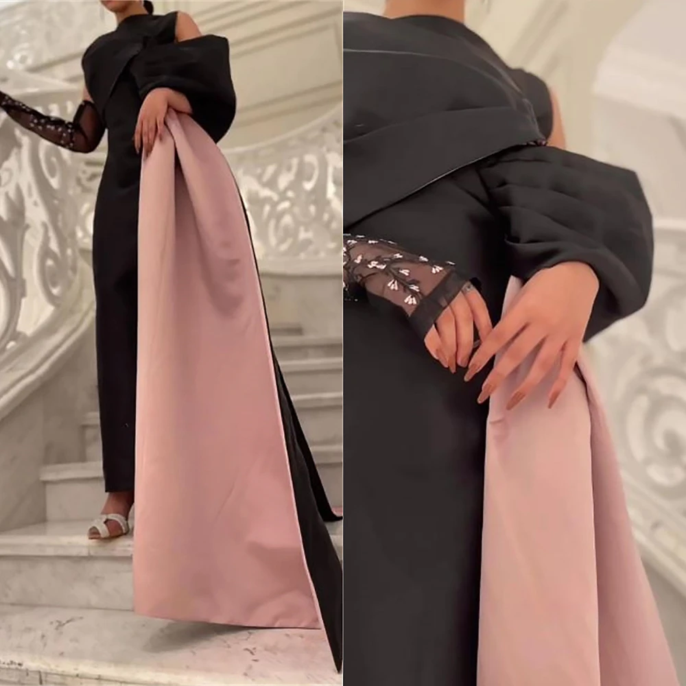 Prom Dresses Fashion Boat Neck Sheath Party Dress Floor Length Off the Shoulder Satin Ruched Formal Evening Gowns 드레스 연주복 파티복