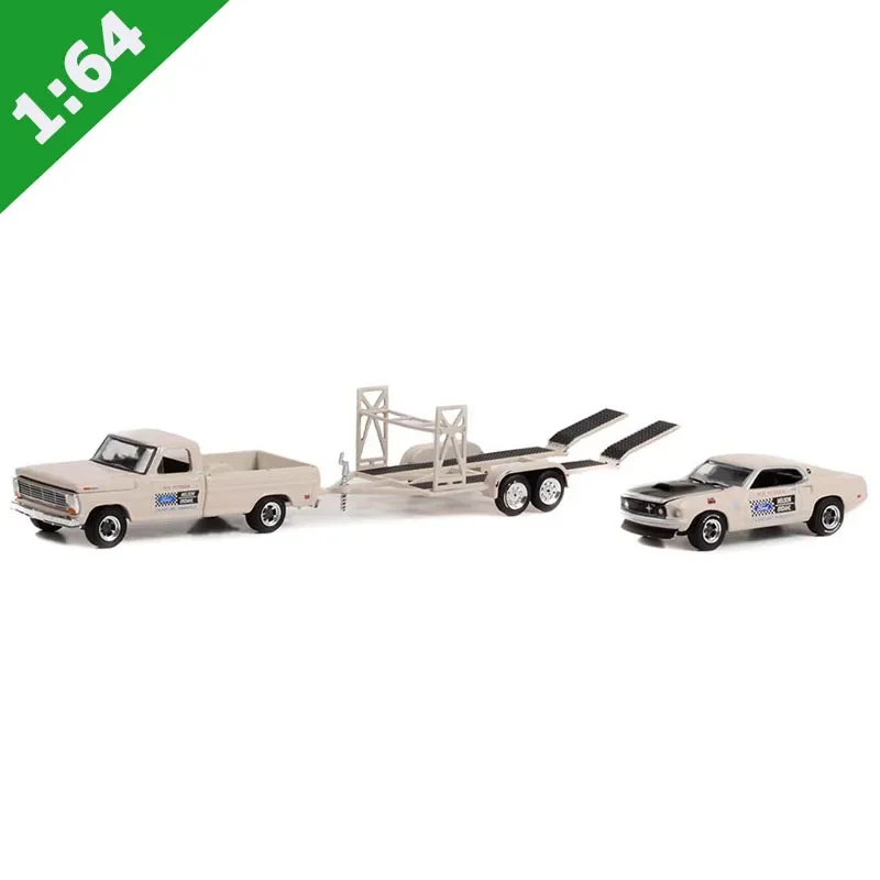 

Литой под давлением сплав Greenlight 1/64 Ford F-100 Pinnacle + прицеп и модель автомобиля Ford Mustang Boss, статический дисплей, классическая коллекция