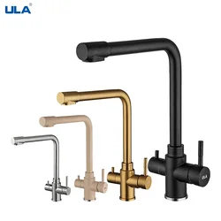 ULA Filtered Kitchen Faucet Gold Purifier Faucet Dual Sprayer Drinking Water Mixer Tap Nozzle Brass Kitchen Sink Mixer Torneira