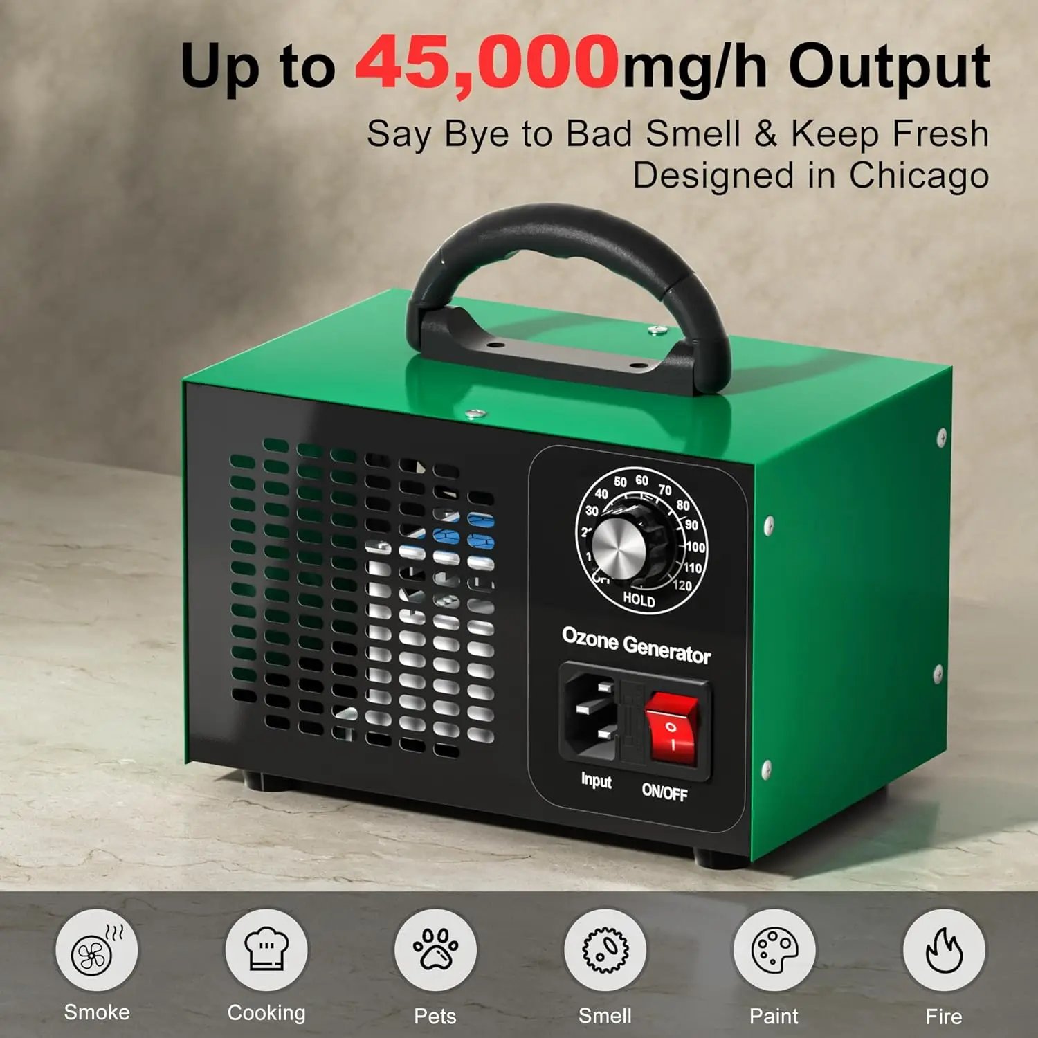 최대 2500 평방피트 영역에서 산업용 악취 제거를 위한 고용량 오존 발생기 45,000mg/h