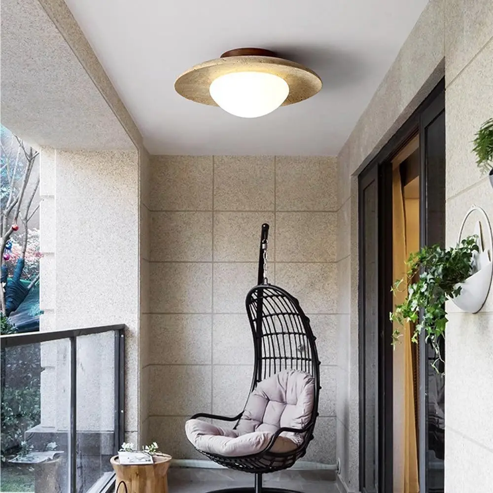 Nordic Modern Stone Marble Ceiling Lamp Bedroom Corridor Flush Mounted Ceiling Light Vintage Hallway Indoor Lighting Fixture