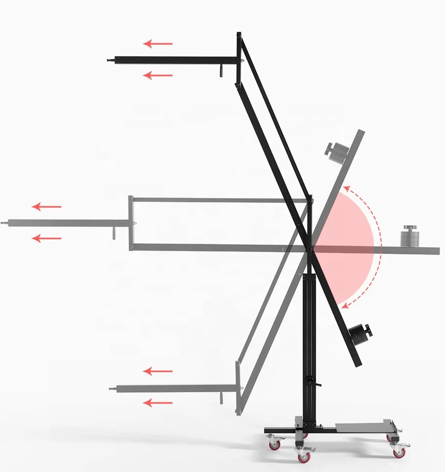 PHJ-200 Camera Cantilever Crane Studio Flash Crane Jib Bracket Balanced Cantilever Wheel Trolley Track with Power Pack Platform - view 4