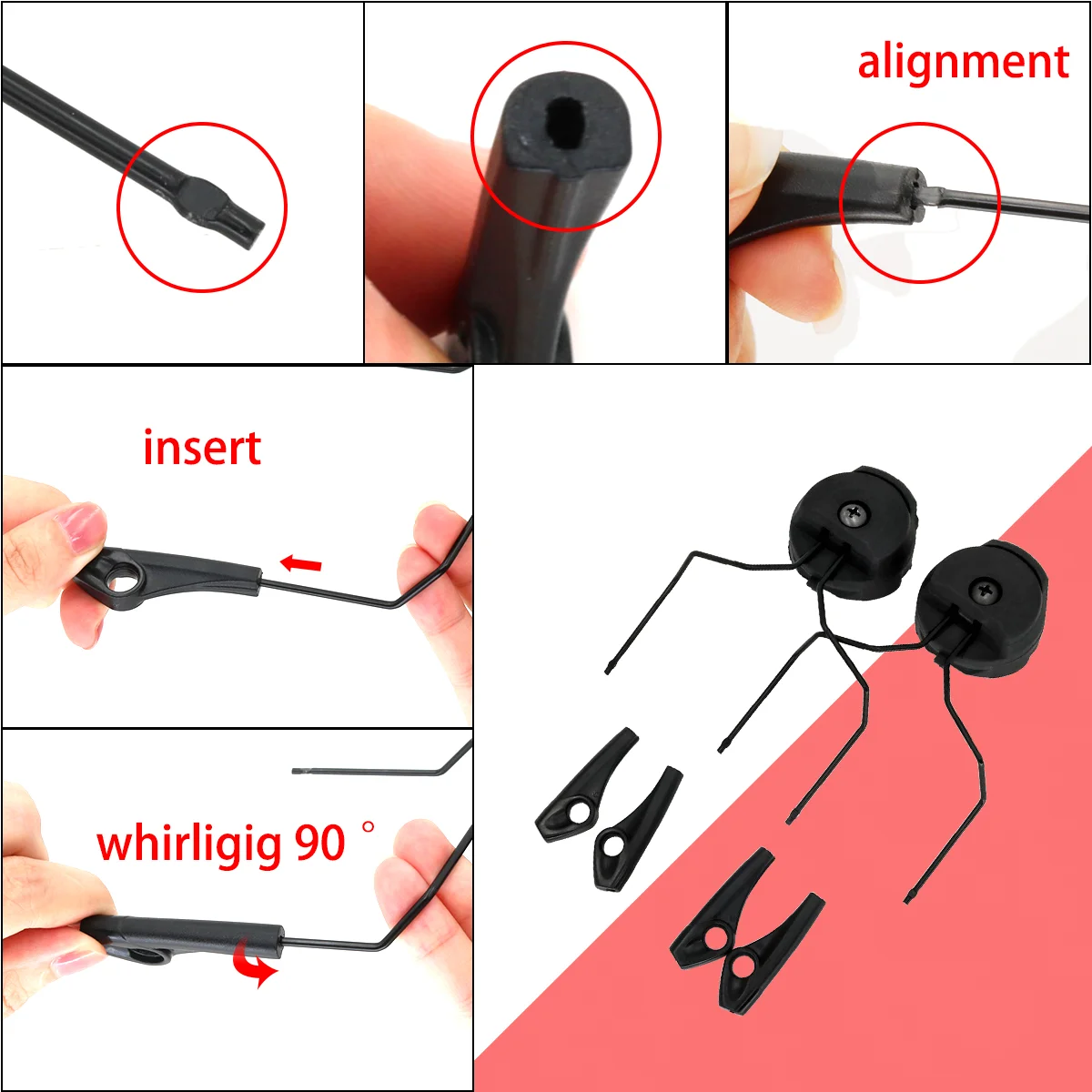 1 Pair Electronic Earmuf ARC OPS-CORE Helmet Rail Adapter for Howard Shooting Headset