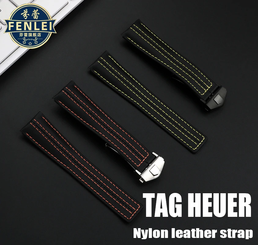 22 Nylon genuine leather Watch strap For TAG HEUER Carrera Men's Bracelet Porsche Monaco Inheritance 6 Canvas cowhide Watch band