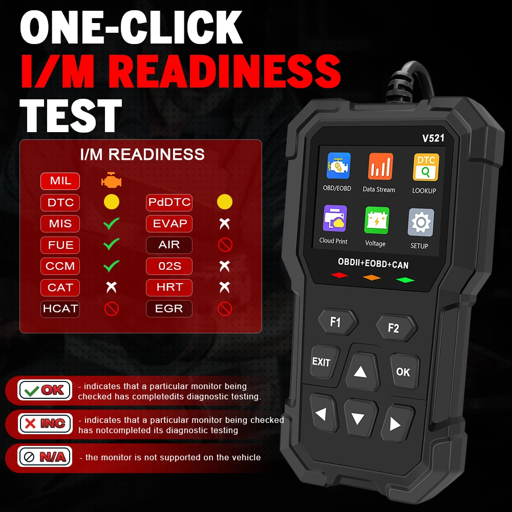 OBD2 Scanner Live Data V521 OBDII Diagnostic Code Reader Tool Check Engine OBDII OBD Battery Voltage Test Model 6/8 Scan