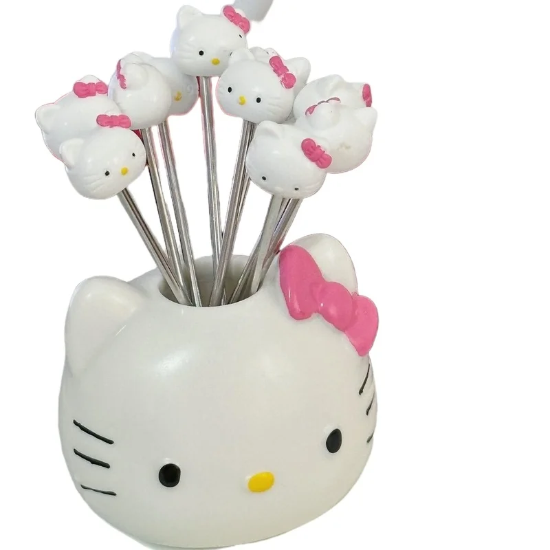 Sanrio Hello Kitty Snack Cake Dessert Forchetta per alimenti in acciaio inossidabile per bambini Accessori da cucina Forchetta da frutta creativa Regalo per ragazza