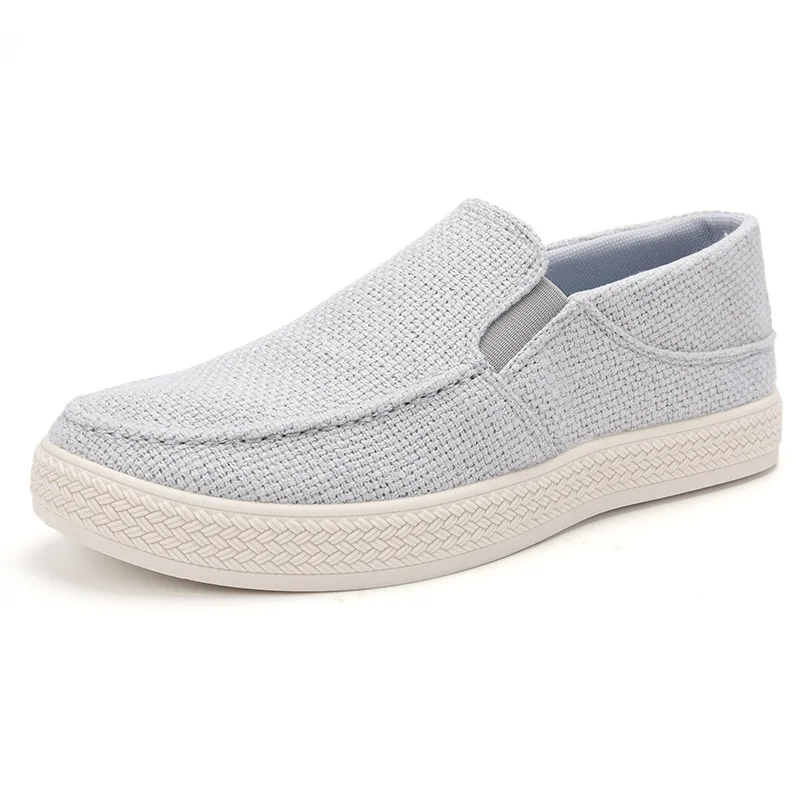 Herren Leinen Slip-On Loafer Atmungsaktives Gewebtes Obermaterial Verschleißfeste Gummisohle Lässige Tägliche Gehschuhe Flache Schuhe – Detail 10