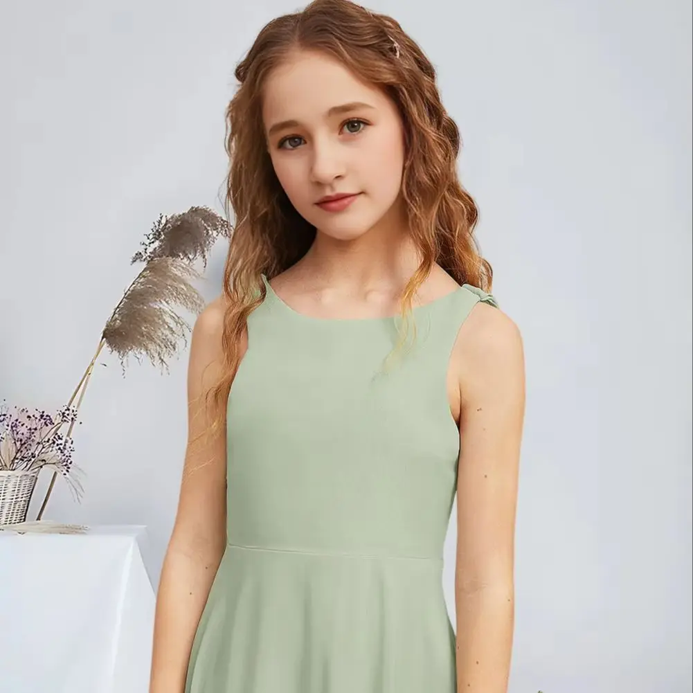 

WWA Kids A-Line Scoop Floor-Length Chiffon Junior Bridesmaid Dresses Celadon Beautiful Flower Girl Dresses Party Wedding Kids