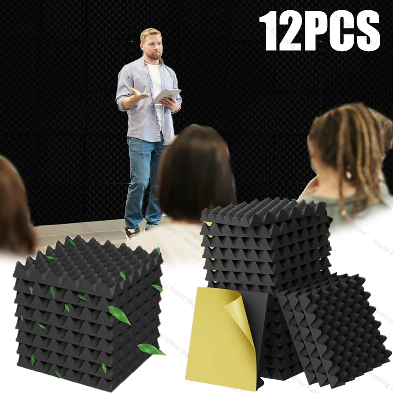 

Egg Trough Acoustic Foam 12 Pcs Self-Adhesive Studio Wedge Tiles Sound Proofing Padding Wall Sound Proof Foam Panels