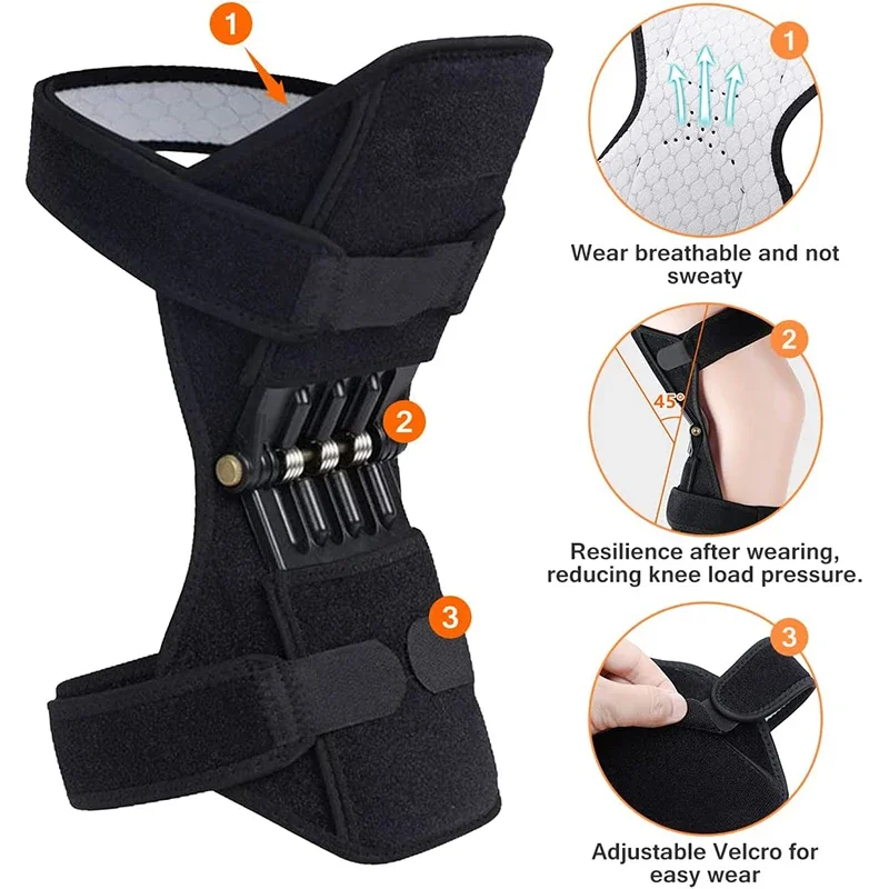 Knee Protection Booster Power Adjustable Knee Pad Support Brace Lift Joint Powerful Rebound Spring Force for Gym Running Walking