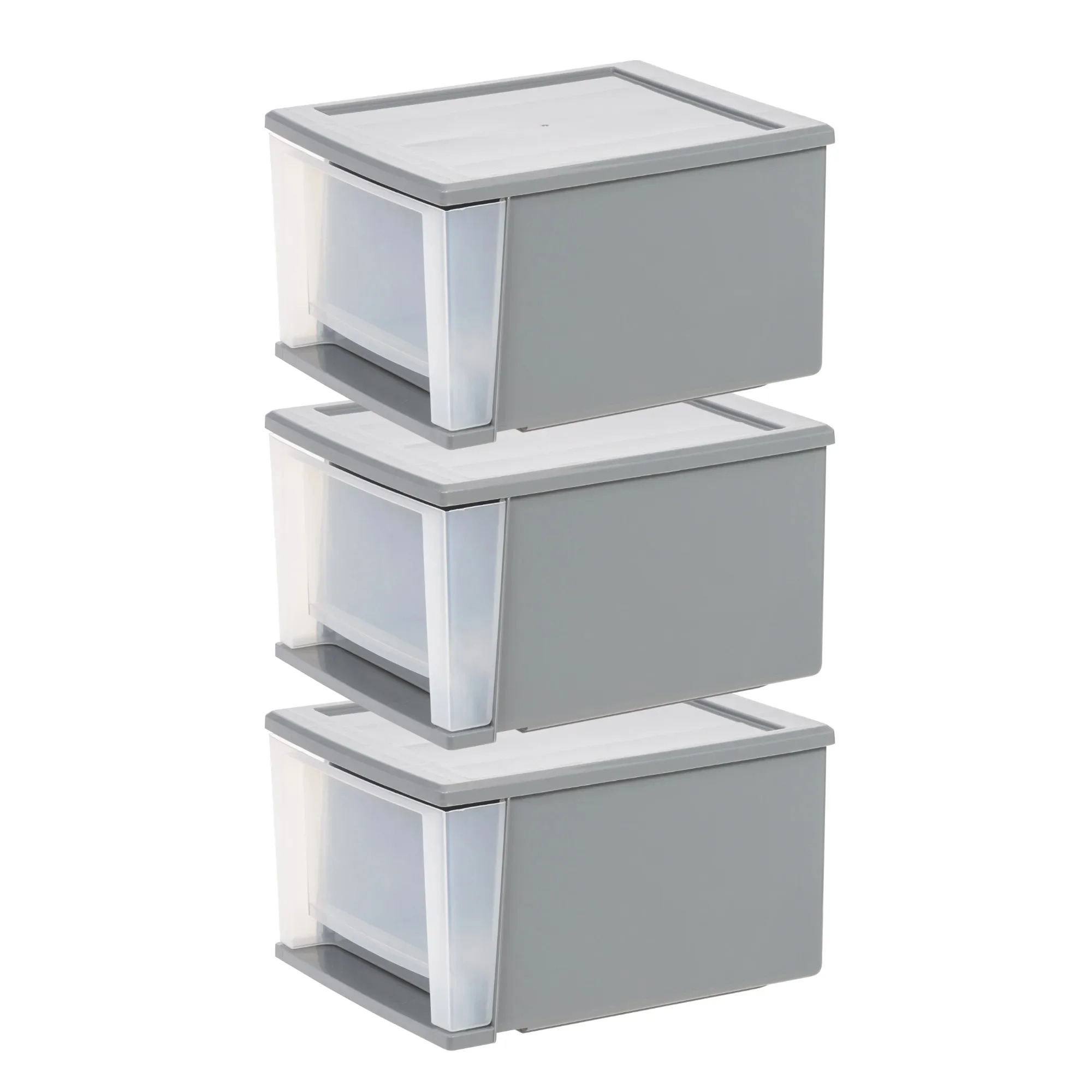 17 Qt Medium Plastic Drawers, Under Bed Storage Bins, Stackable, Modular 3Pk