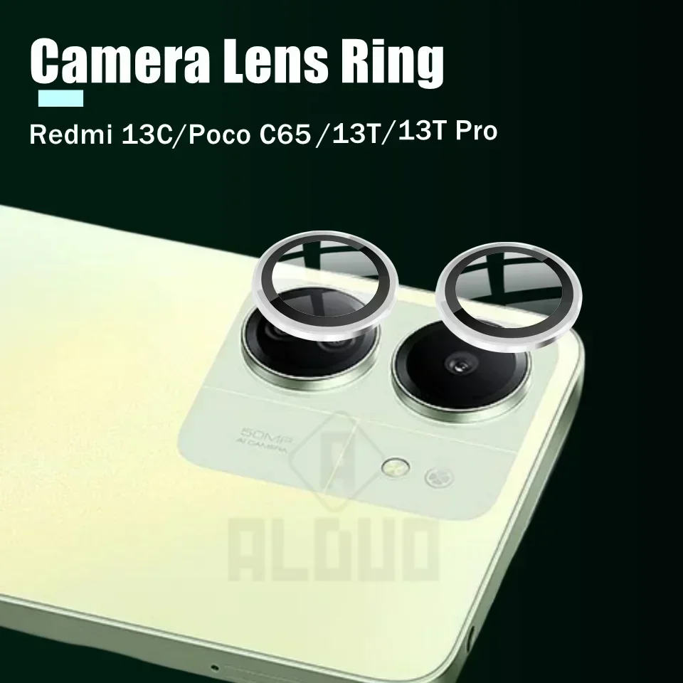 Camera Metal Ring Glass for Xiaomi Redmi 13C 5G , 13t , 13t Pro ,Poco C65 Protective Lens Screen Protector