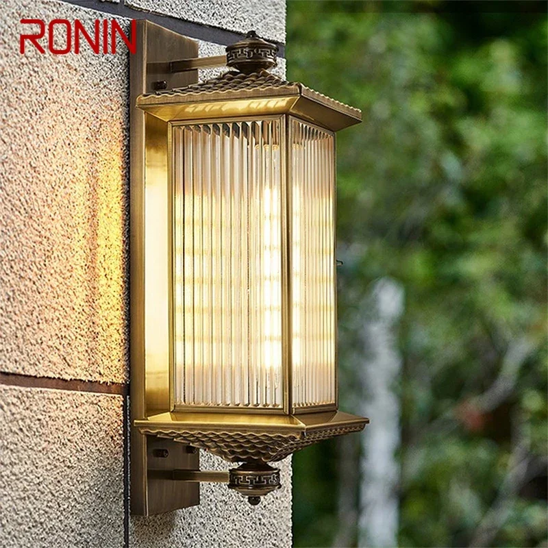 

RONIN Contemporary Solar Brass Outdoor Wall Lamps Simplicity Waterproof Creative Balcony Hallway Courtyard Villa Gate Hotel